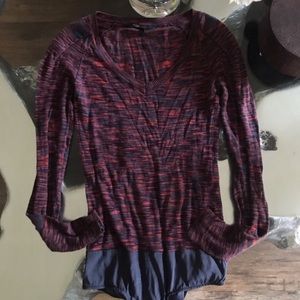 Maje purple stripe long sleeve bodysuit